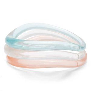 Sole Society Resin Bangle Bracelet Set, Clear, Mint, Coral